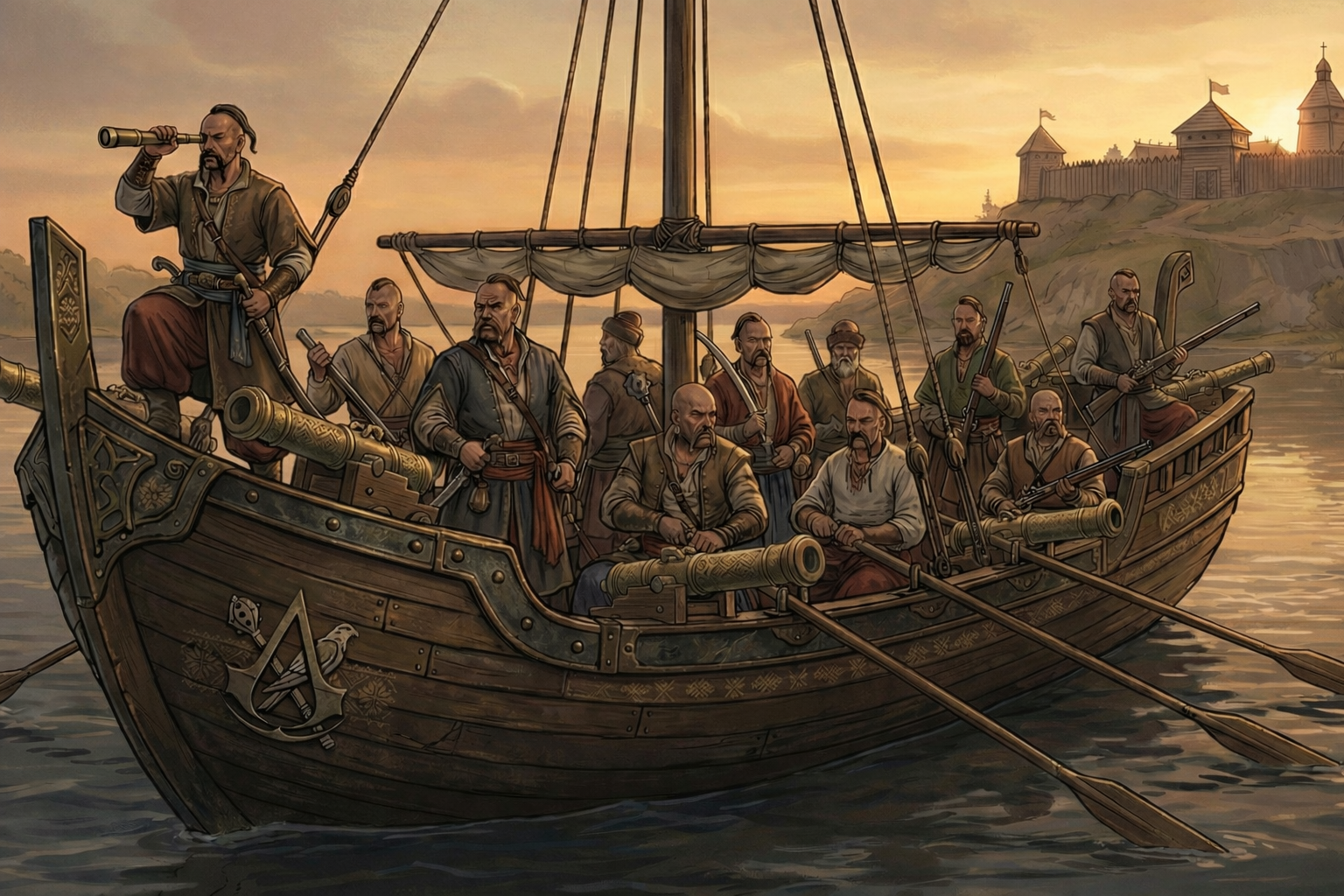 Cossacks on Chaika Boat